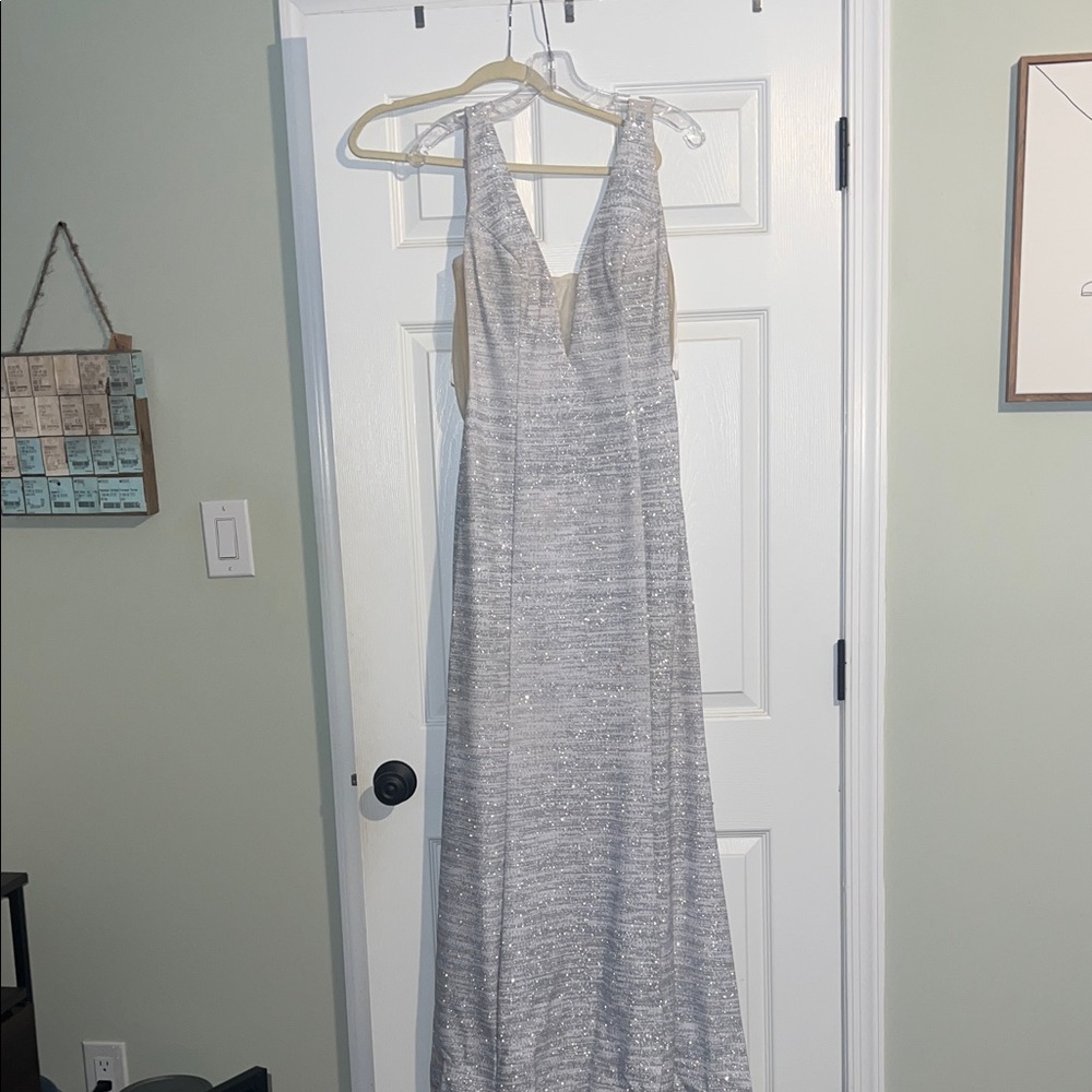 Elegant Silver Evening Gown